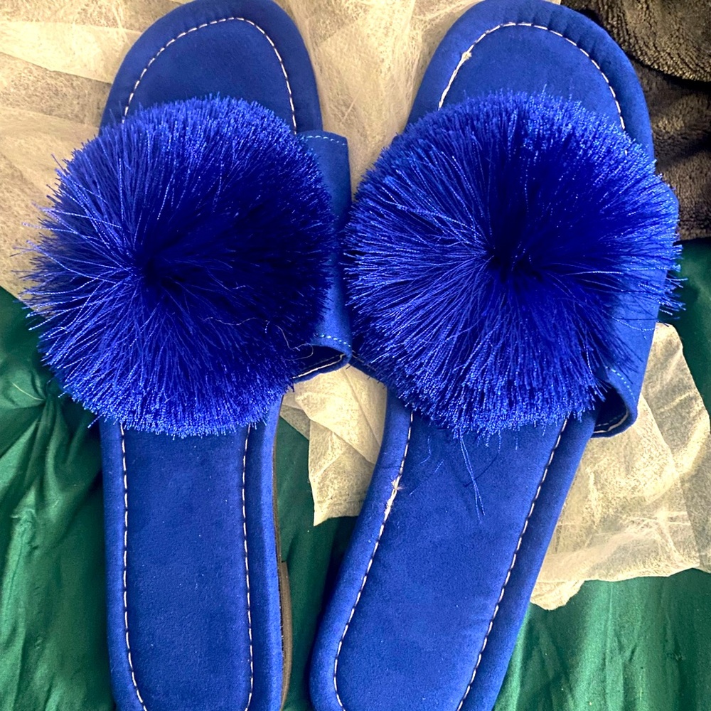 Brand new Pom Pom royal blue slides, size 42